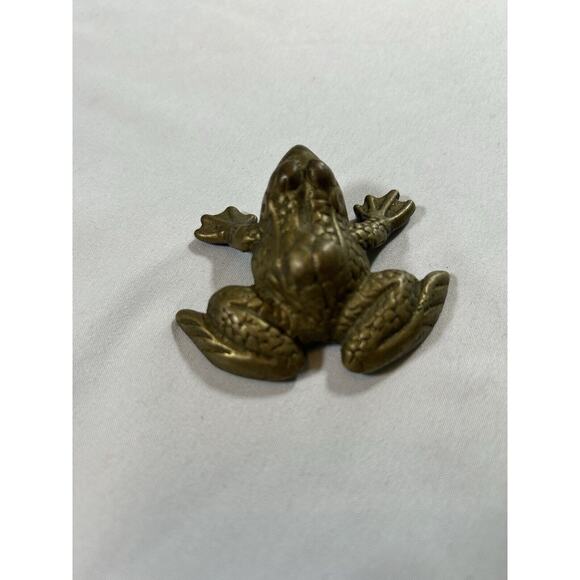 Vintage Small Solid Brass Frog Trinket Display 2 1/4" - Picture 2 of 4